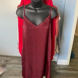 Dark red satin slip
